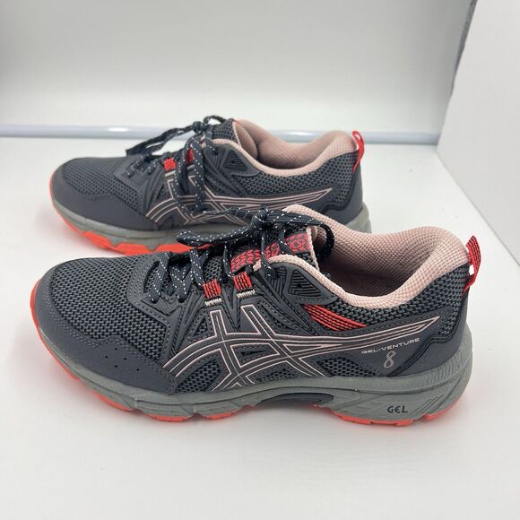 ASICS Gel-Venture 8 Trail Running Shoes Women’s Size 7.5 Grey Orange 102A708 - Picture 1 of 6